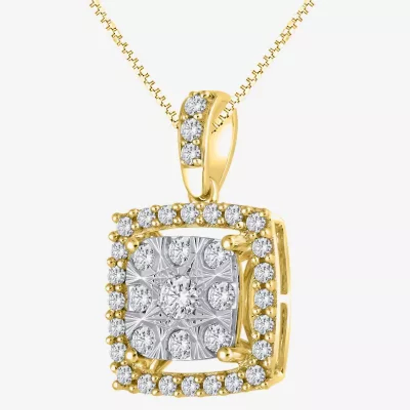 Womens 1/2 CT. T.W. Natural White Diamond 14K Two Tone Gold 18 Inch Pendant Necklace