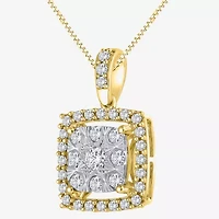 Womens 1/2 CT. T.W. Natural White Diamond 14K Two Tone Gold 18 Inch Pendant Necklace