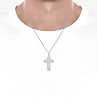 Mens 2 CT. T.W. Natural White Diamond 10K Gold 10K White Gold Cross Pendant