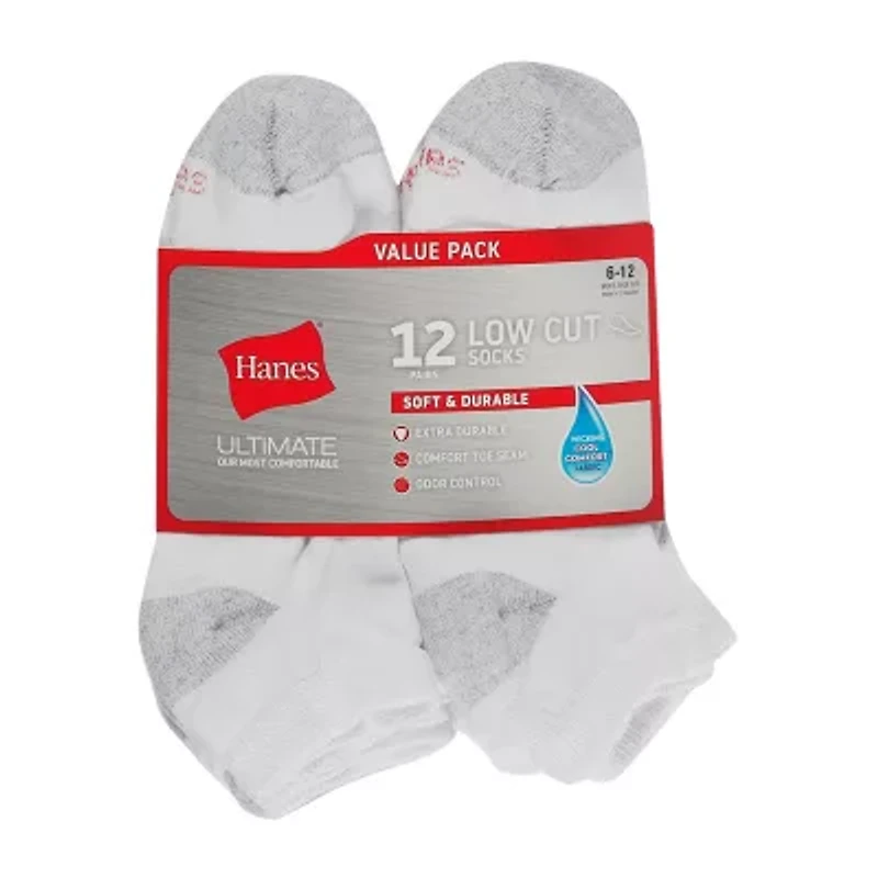 Hanes Ultimate Mens Multi-Pack 12 Pair Low Cut Socks