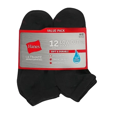 Hanes Ultimate Mens Multi-Pack 12 Pair Low Cut Socks