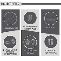 Thermaplus Black Double Cap Finial 1 IN Adjustable Curtain Rod