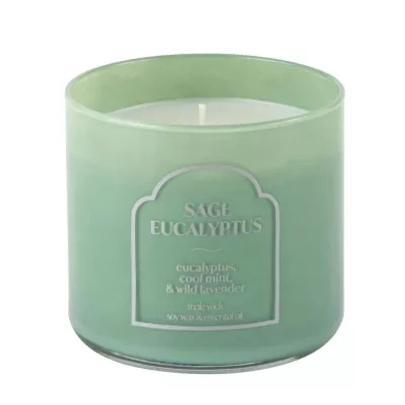 Distant Lands 14oz Sage Eucalyptus 3-Wick Scented Jar Candle