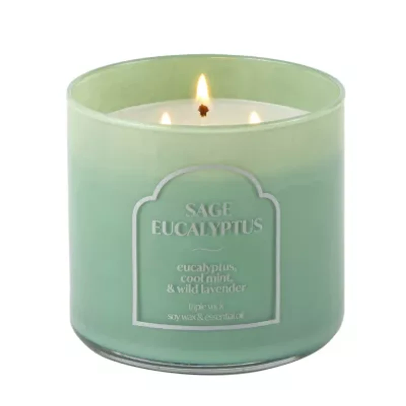 Distant Lands 14oz Sage Eucalyptus 3-Wick Scented Jar Candle