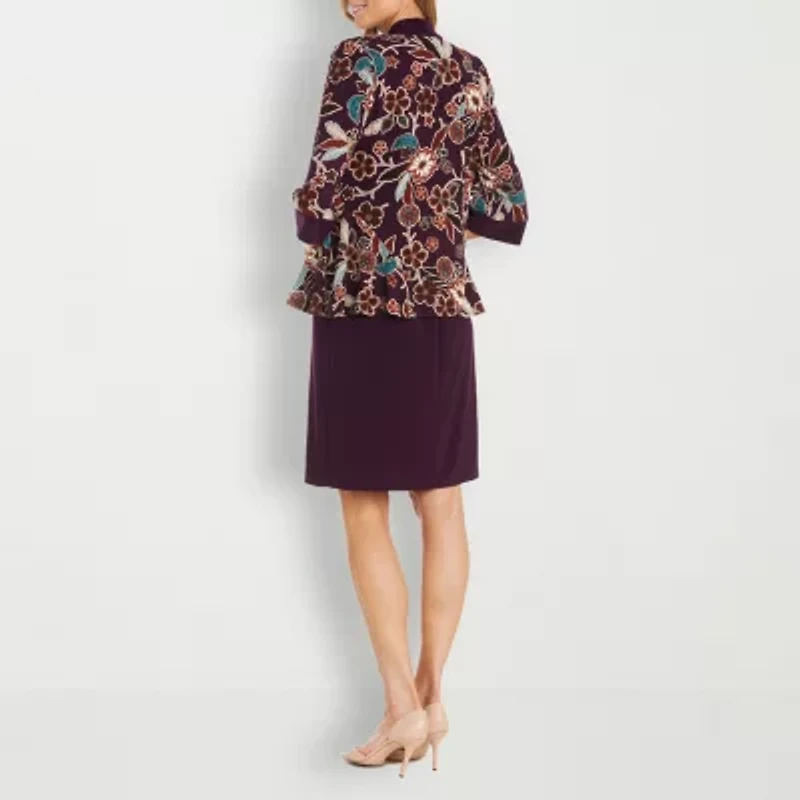 R & M Richards Womens Jacket Dress With Removable Necklace