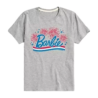 Big Kid Girls Crew Neck Short Sleeve Classic Fit Barbie Graphic T-Shirt