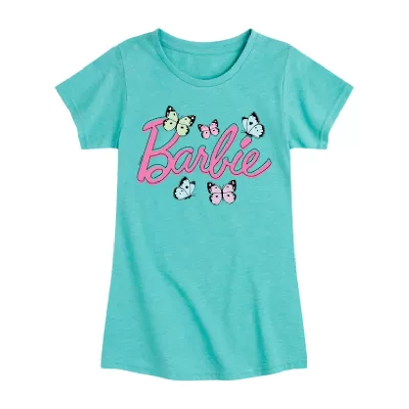 Big Kid Girls Round Neck Short Sleeve Classic Fit Barbie Graphic T-Shirt