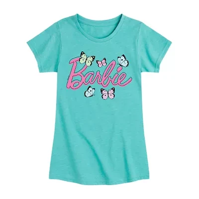Big Kid Girls Round Neck Short Sleeve Classic Fit Barbie Graphic T-Shirt