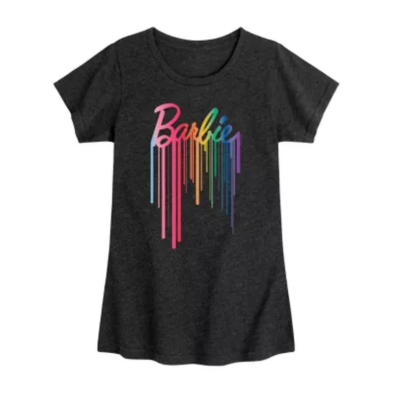 Big Kid Girls Round Neck Short Sleeve Classic Fit Barbie Graphic T-Shirt