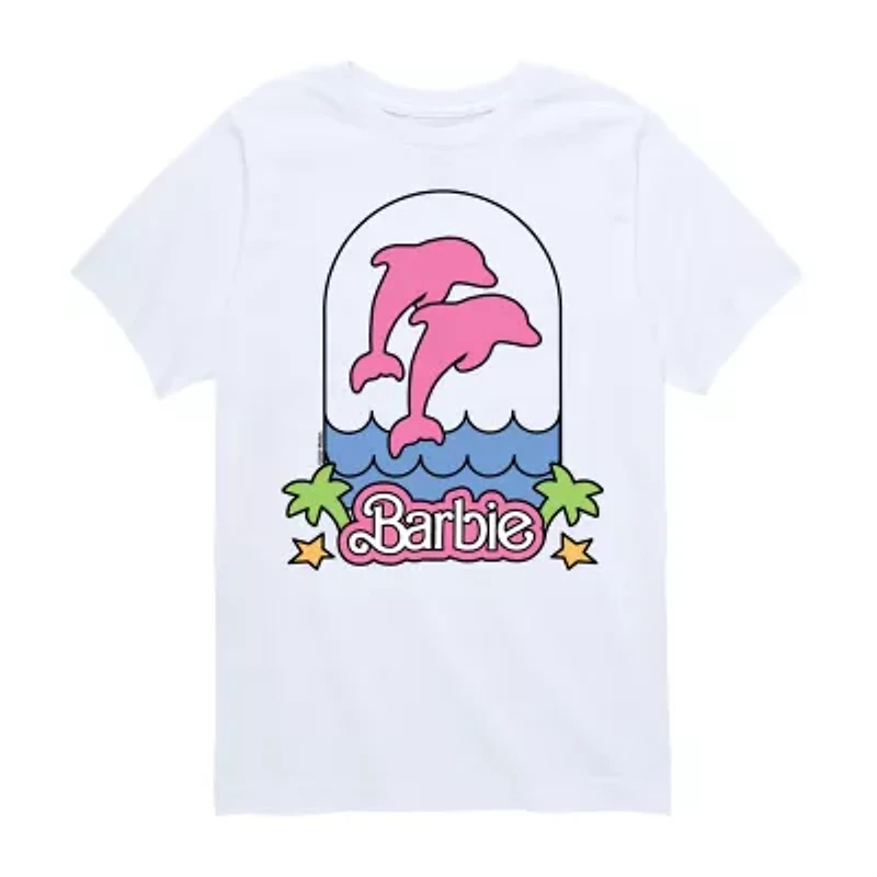 Big Kid Girls Crew Neck Short Sleeve Classic Fit Barbie Graphic T-Shirt