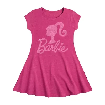 Big Kid Girls Short Sleeve Barbie Fit + Flare Dress