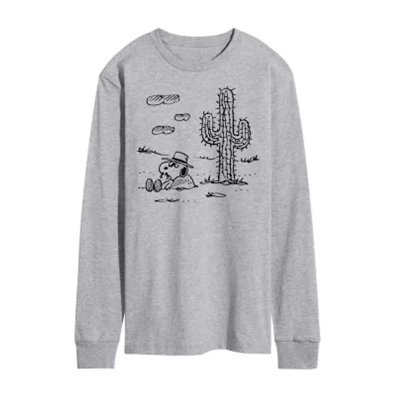 Mens Long Sleeve Snoopy Graphic T-Shirt