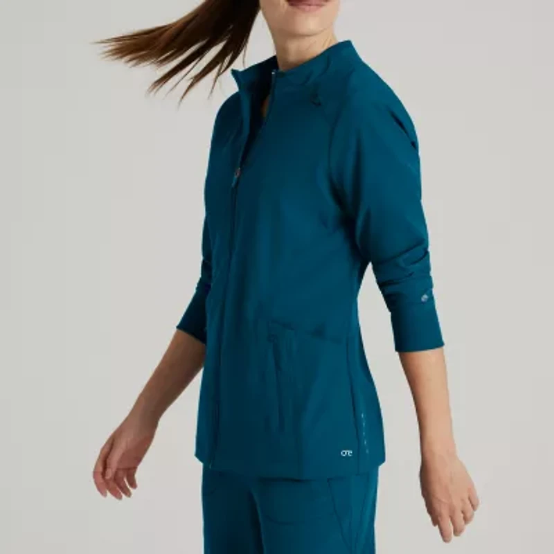 Barco One Bow894 Venture 4-Pocket Banded Collar Warm-Up Womens Wrinkle Resistant Scrub Jackets
