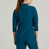 Barco One Bow894 Venture 4-Pocket Banded Collar Warm-Up Womens Plus Tall Wrinkle Resistant Scrub Jackets