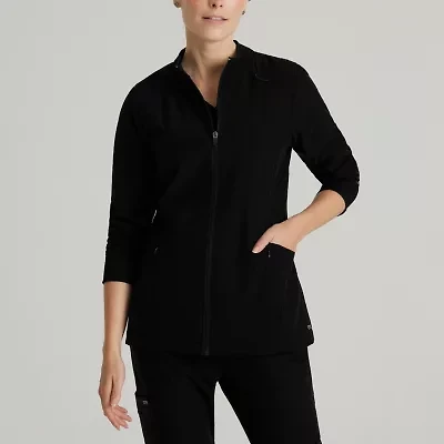Barco One Bow894 Venture 4-Pocket Banded Collar Warm-Up Womens Plus Tall Wrinkle Resistant Scrub Jackets