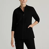 Barco One Bow894 Venture 4-Pocket Banded Collar Warm-Up Womens Plus Tall Wrinkle Resistant Scrub Jackets
