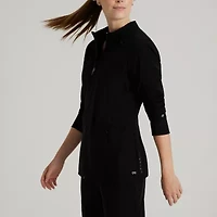 Barco One Bow894 Venture 4-Pocket Banded Collar Warm-Up Womens Plus Tall Wrinkle Resistant Scrub Jackets