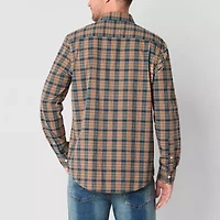 St. John's Bay Stretch Poplin Mens Long Sleeve Slim Fit Button-Down Shirt