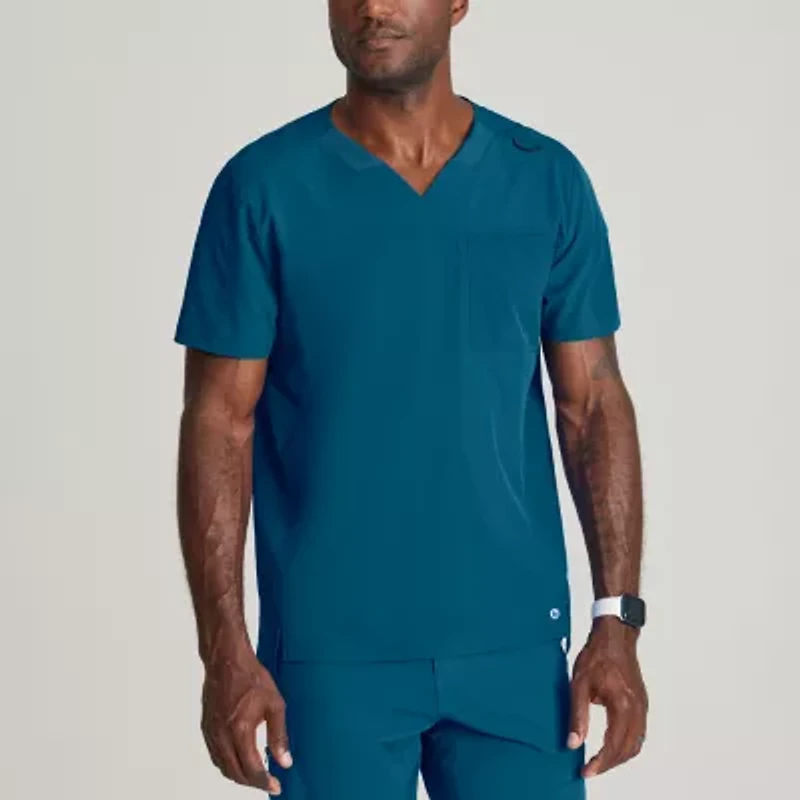 Barco One Bot195 Velocity 2-Pocket Mens Big and Tall V Neck Short Sleeve Wrinkle Resistant Scrub Top