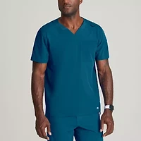 Barco One Bot195 Velocity 2-Pocket Mens Big and Tall V Neck Short Sleeve Wrinkle Resistant Scrub Top