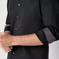 J. Ferrar Mens Long Sleeve Slim Fit Stretch Fabric Wrinkle Free Button-Down Shirt