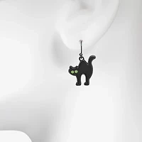 Bijoux Bar Delicates Halloween Black Cat Womens Green Glass Drop Earrings