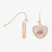 Bijoux Bar Delicates Gold Tone Womens Flower Heart Drop Earrings