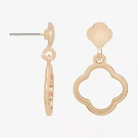 Bijoux Bar Delicates Gold Tone Womens Clover Drop Earrings