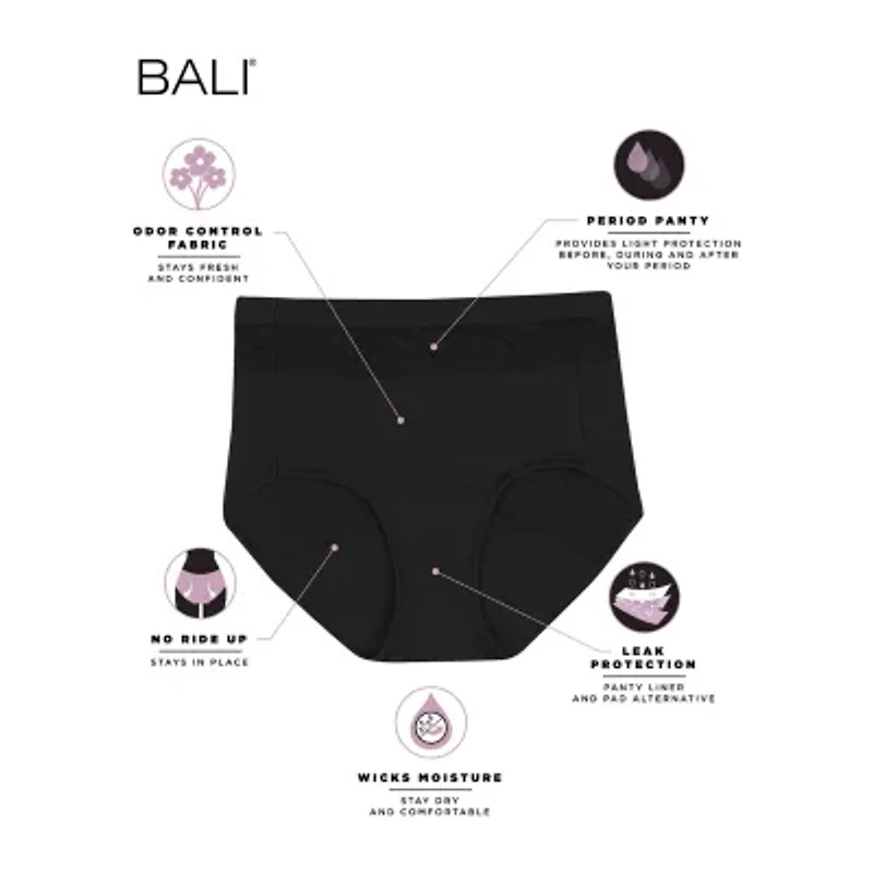 Bali Seamless Light Leak Womens Period + Resistant Cooling High Cut Panty Dfslh1