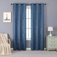 Regal Home Joelle Embossed Grommet Top Energy Saving Blackout Set of 2 Curtain Panel