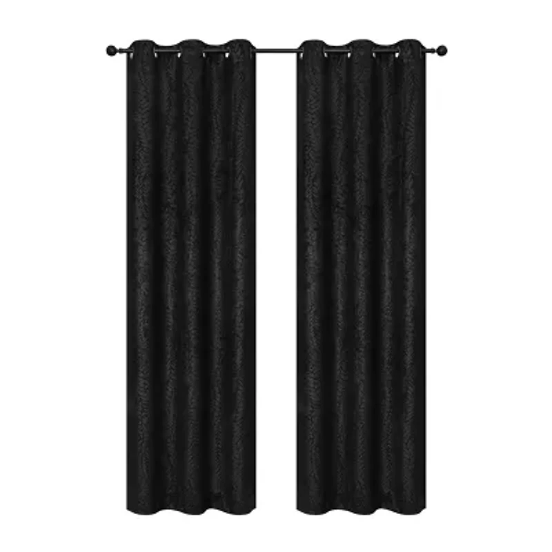 Regal Home Joelle Embossed Grommet Top Energy Saving Blackout Set of 2 Curtain Panel
