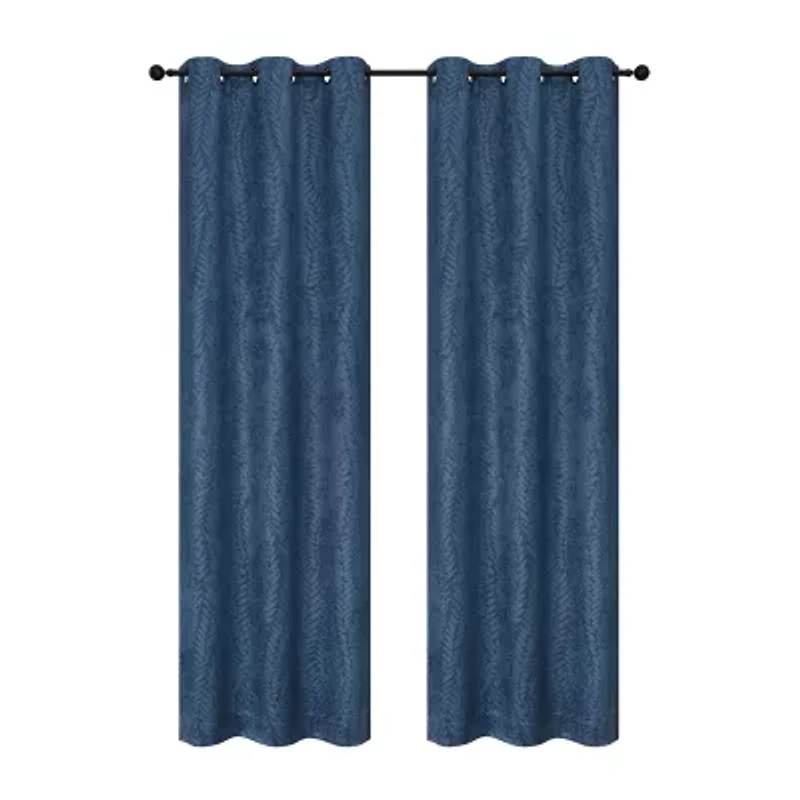 Regal Home Joelle Embossed Grommet Top Energy Saving Blackout Set of 2 Curtain Panel