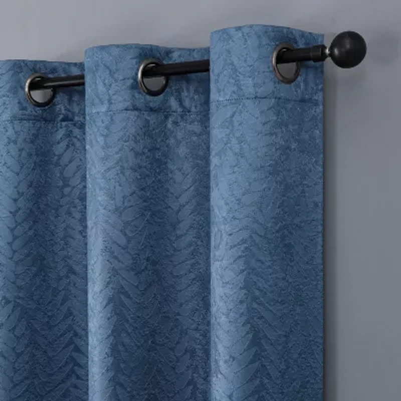 Regal Home Joelle Embossed Grommet Top Energy Saving Blackout Set of 2 Curtain Panel