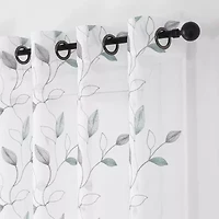 Regal Home Cedar Embroidered Grommet Top Sheer Set of 2 Curtain Panel