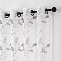 Regal Home Cedar Embroidered Grommet Top Sheer Set of 2 Curtain Panel