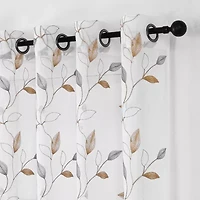 Regal Home Cedar Embroidered Grommet Top Sheer Set of 2 Curtain Panel