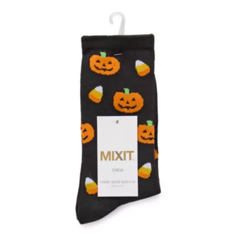 Mixit Halloween Womens 1 Pair Crew Socks