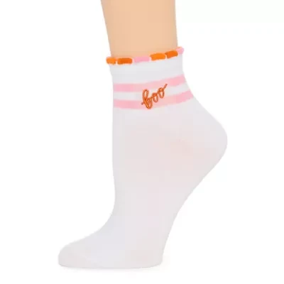 Arizona Halloween Scalloped Edge Womens 1 Pair Quarter Ankle Socks