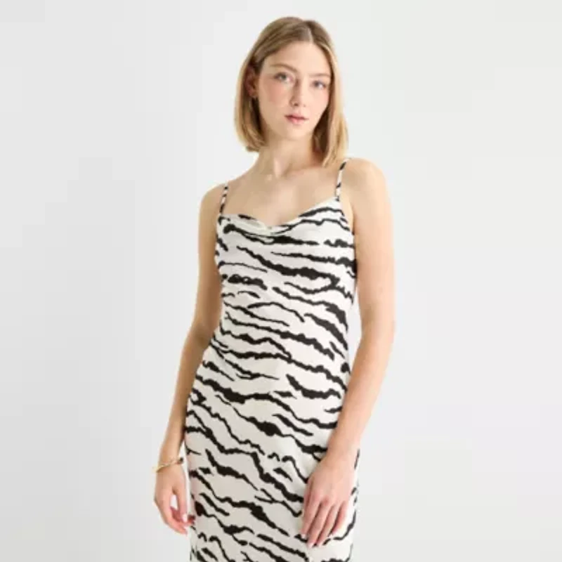 by&by Womens Juniors Sleeveless Animal A-Line Dress
