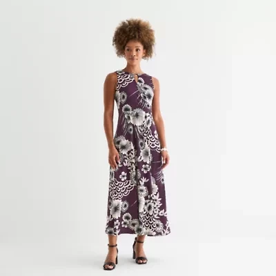 Sandra Darren Womens Sleeveless Floral Maxi Dress
