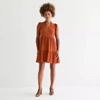 Sandra Darren Womens Short Sleeve Shift Dress