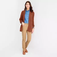 St. John's Bay Tall Womens Long Sleeve Open Front Cable Knit Cardigan