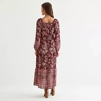 Frye and Co. Womens Long Sleeve Floral Maxi Dress