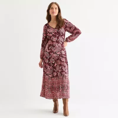 Frye and Co. Womens Long Sleeve Floral Maxi Dress