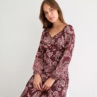 Frye and Co. Womens Long Sleeve Floral Maxi Dress