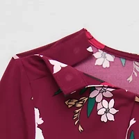 Liz Claiborne Womens Easy-on + Easy-off Round Neck 3/4 Sleeve Adaptive Blouse