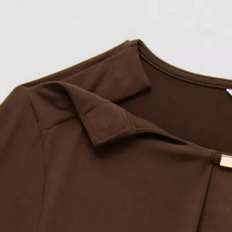 Liz Claiborne Womens Easy-on + Easy-off Keyhole Neck 3/4 Sleeve Adaptive Blouse