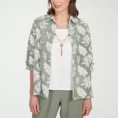 Alfred Dunner Copper Canyon Womens 3/4 Sleeve Layered Top