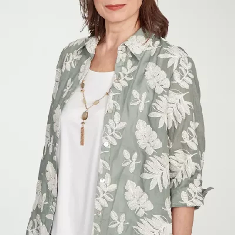 Alfred Dunner Copper Canyon Womens 3/4 Sleeve Layered Top