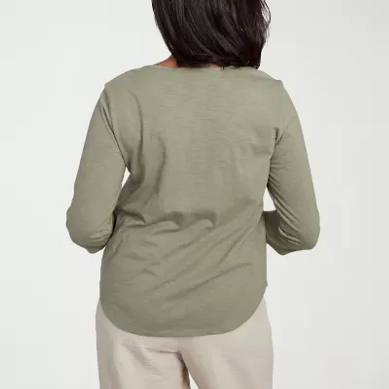 Alfred Dunner Copper Canyon Womens Crew Neck 3/4 Sleeve T-Shirt